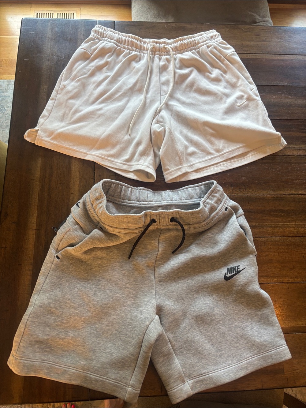 Nike Kids White & Light Gray Fleece Shorts Duo